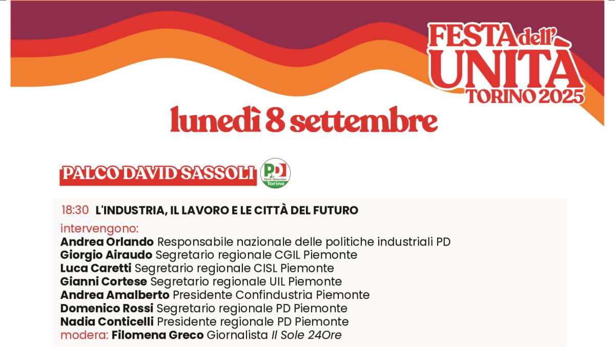 Festa dell'Unità di Torino, appuntamento UIL Piemonte