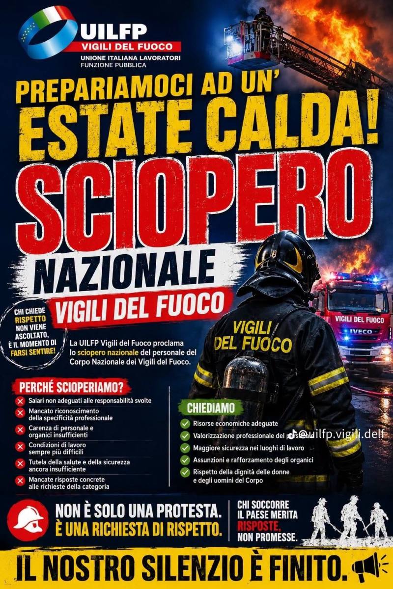 La UIL FP Vigili del fuoco proclama lo sciopero nazionale 