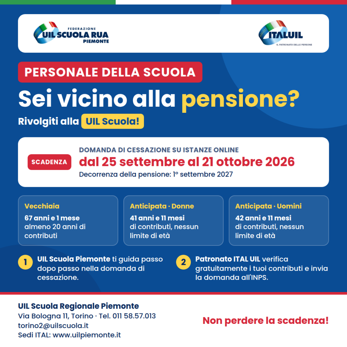 Domanda di pensione per lavoratori della scuola