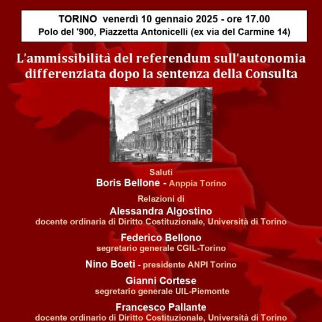 Convegno: “L’ammissibilità del referendum sull’autonomia differenziata dopo la sentenza della Consulta”