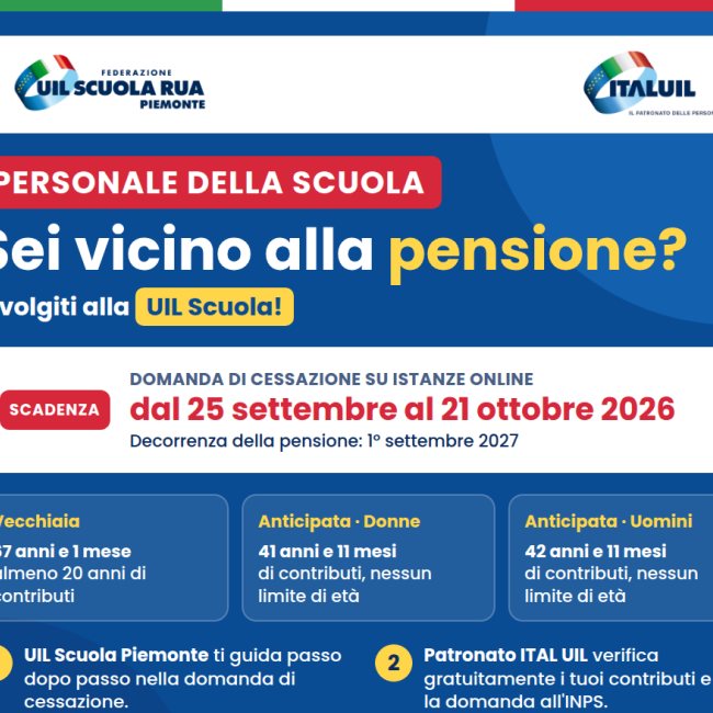 Domanda di pensione per lavoratori della scuola