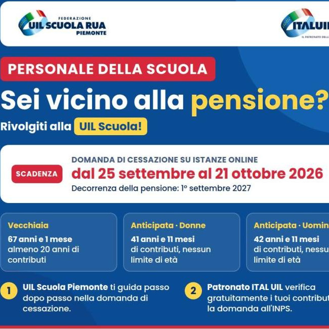 Domanda di pensione per lavoratori della scuola